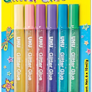 UHU Colle scintillante Glitter Glue Shiny,  6 x 10 ml