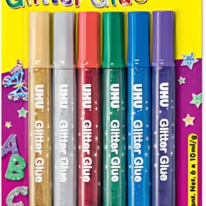 UHU Colle scintillante Glitter Glue Original, 6 x 10 ml