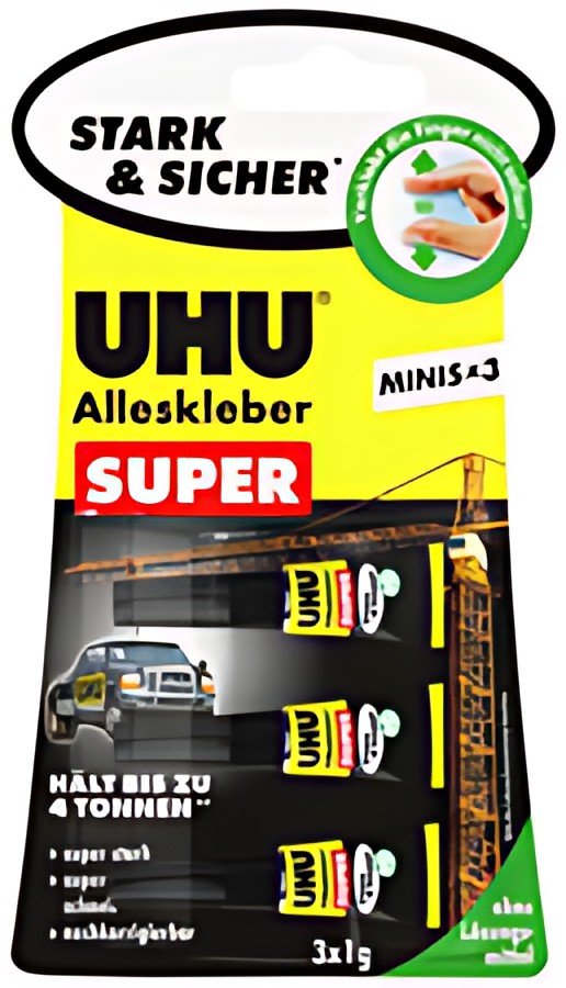 UHU Colle tout SUPER Strong & SAFE MINIS, 3 tubes de 1 g