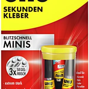 UHU Colle instantanée MINIS GEL, 3 tubes de 1 g