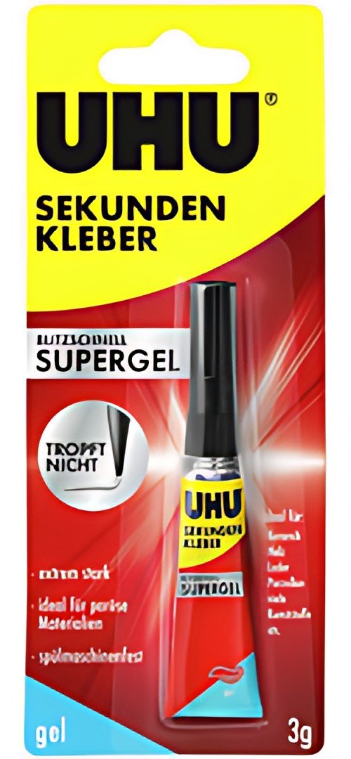 UHU Colle instantanée SUPERGEL, avec solvant, tube de 3 g