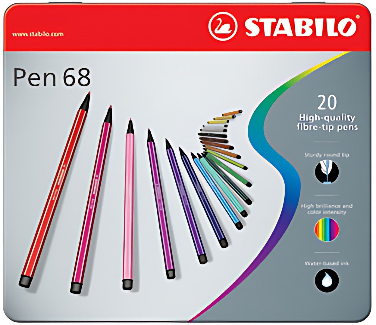 STABILO Feutre Pen 68, étui métallique de 30