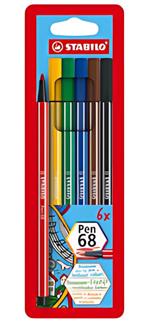 STABILO Feutre Pen 68, étui en plastique de 6