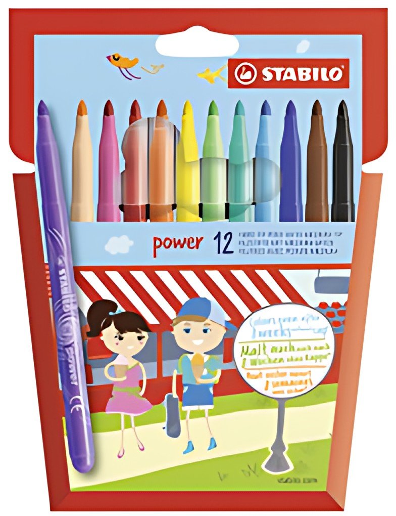 STABILO Feutre power, rond, étui en carton de 12