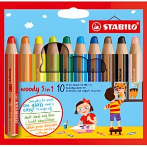 STABILO Crayon multi-talents woody 3 en 1, étui carton de 10