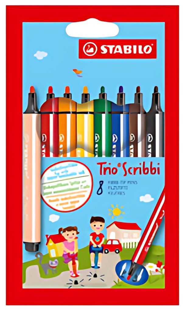 STABILO Feutre Trio Scribbi, étui en carton de 8