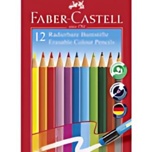 FABER-CASTELL Crayon de couleur gommable, étui carton de 12