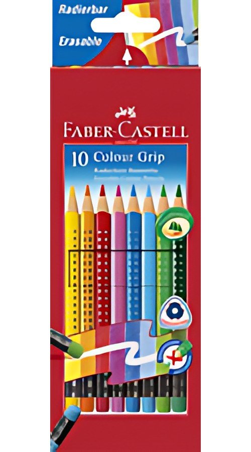 FABER-CASTELL Crayons de couleur gommable avec grip, étui