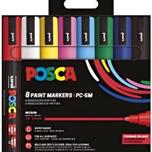 POSCA Marqueur à pigment PC-5M, étui de 8, assorti Standard