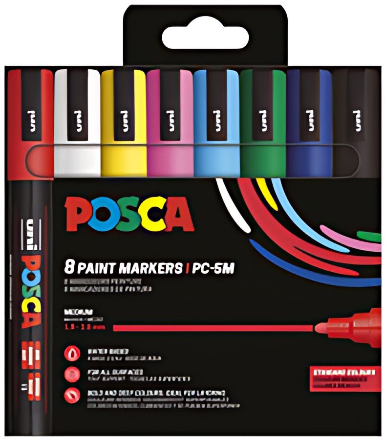 POSCA Marqueur à pigment PC-5M, étui de 8, assorti Standard