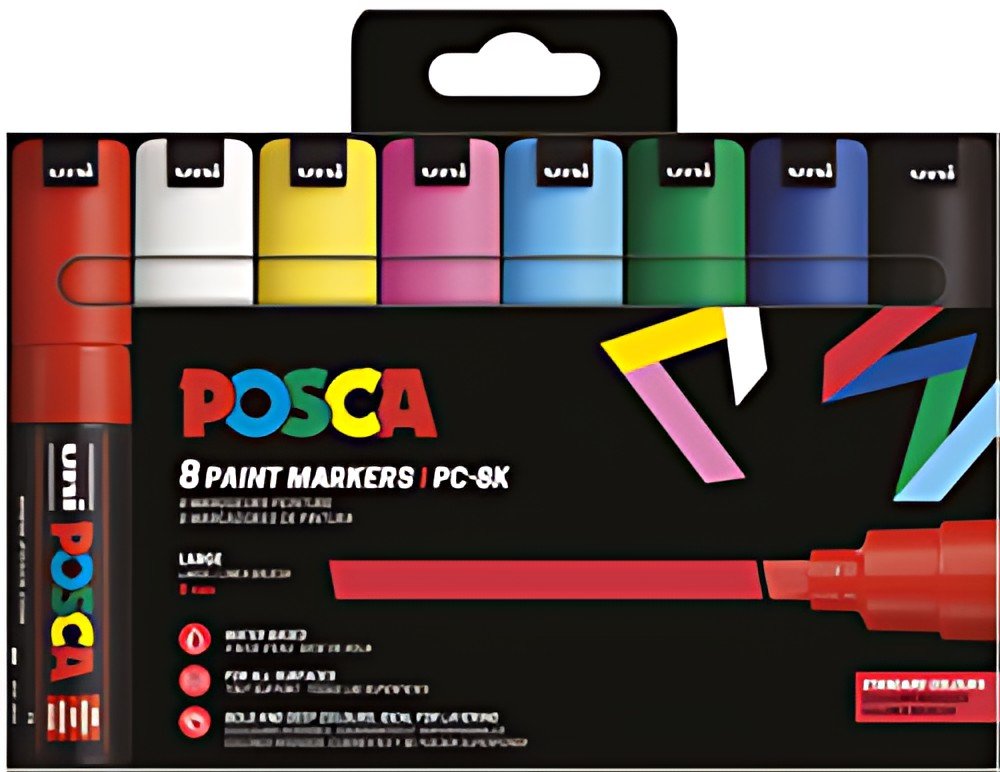 POSCA Marqueur à pigment PC-8K, étui de 8, assorti