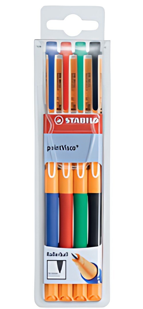 STABILO Stylo à encre gel pointVisco, étui plastique de 4