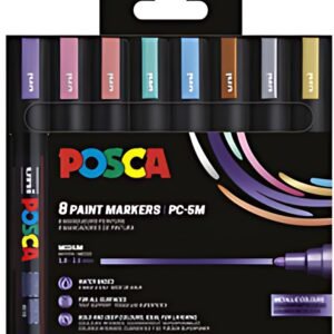 POSCA Marqueur à pigment PC-5M, étui de 8, assorti métallisé