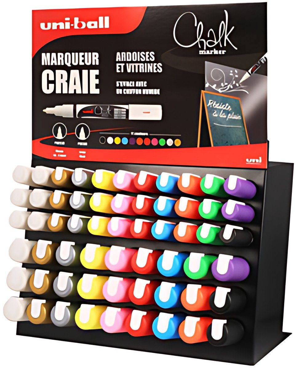 uni-ball Marqueur craie Chalk, présentoir de 63 pièces