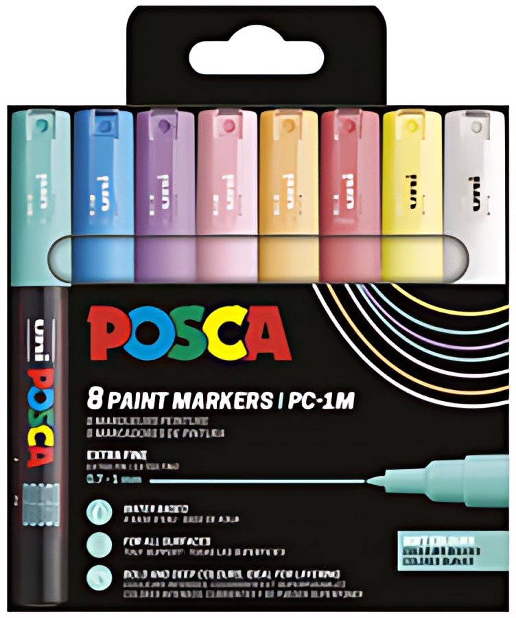 POSCA Marqueur à pigment PC-1MC, étui de 8, couleurs douces