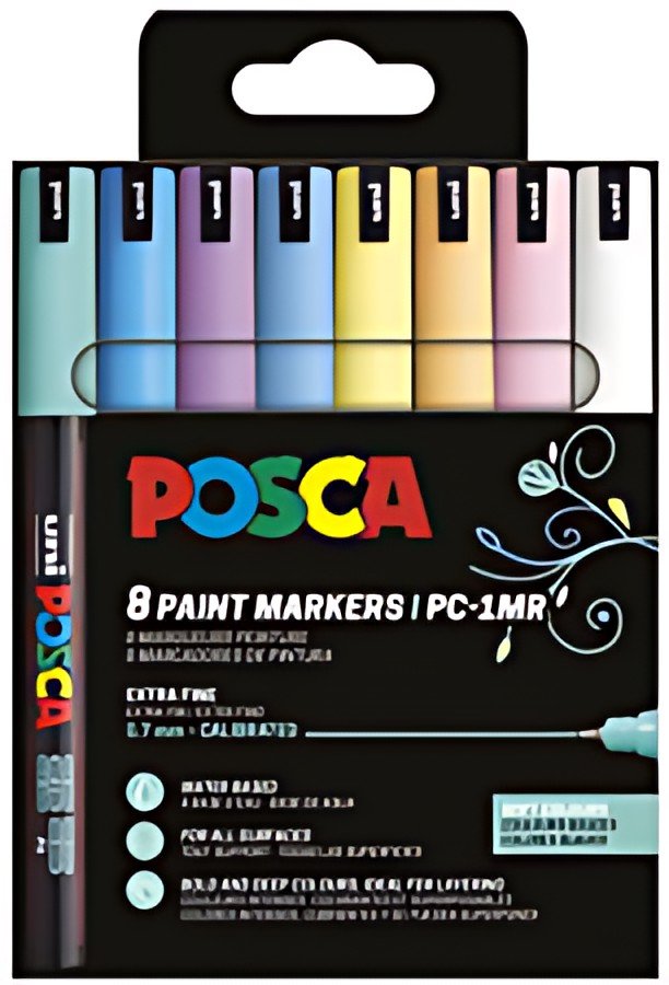 POSCA Marqueur à pigment PC-1MR, étui de 8, couleurs douces
