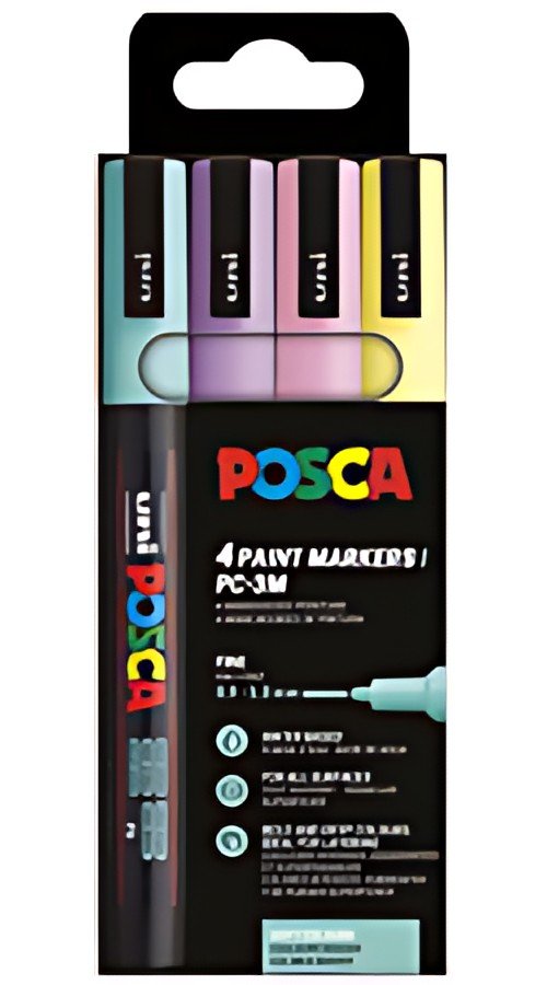 POSCA Marqueur à pigment PC-3M, étui de 4, couleurs douces