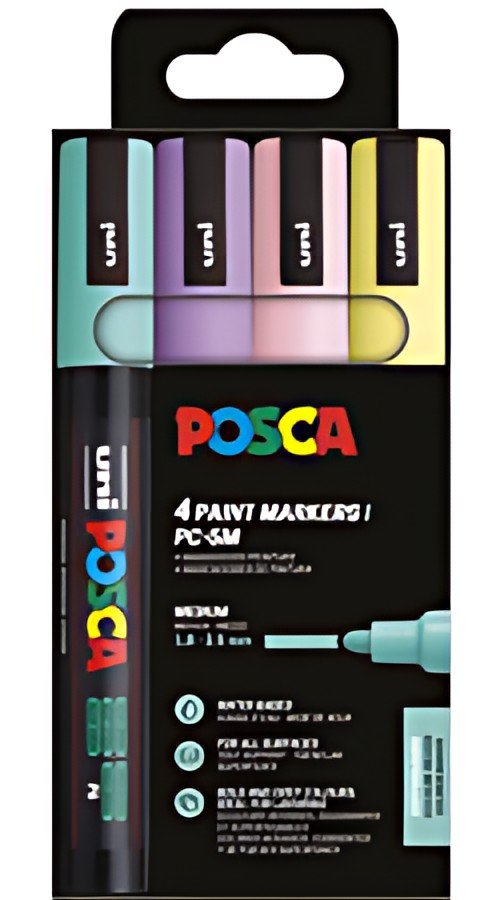 POSCA Marqueur à pigment PC-5M, étui de 4, couleurs douces