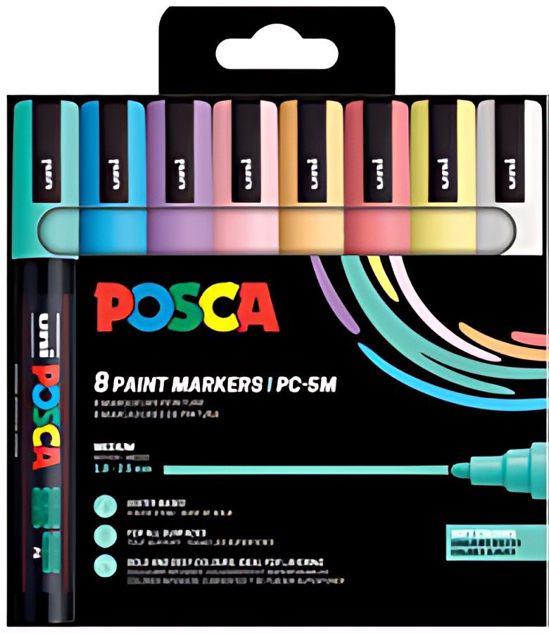 POSCA Marqueur à pigment PC-5M, étui de 8, couleurs douces