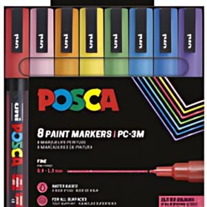 POSCA Marqueur à pigment PC-3ML pailleté, étui de 8, assorti