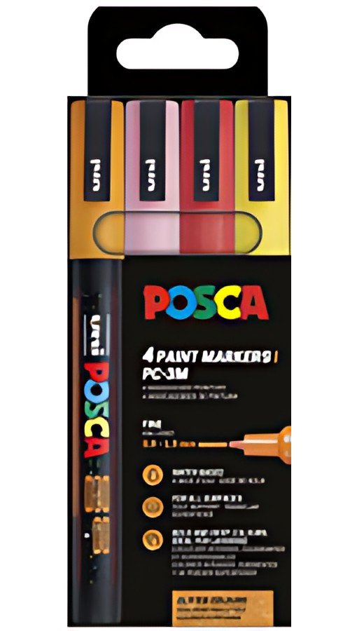 POSCA Marqueur à pigment PC-3ML pailleté, étui de 4, assorti