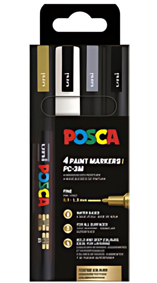 POSCA Marqueur à pigment PC-3M, étui de 4, assorti