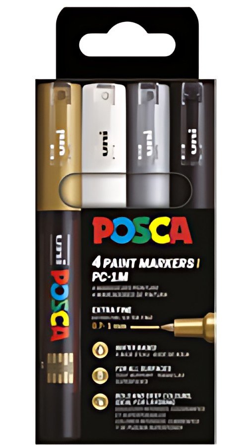 POSCA Marqueur à pigment PC-1MC, étui de 4, assorti