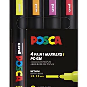 POSCA Marqueur à pigment PC-5M, étui de 4, couleurs fluo