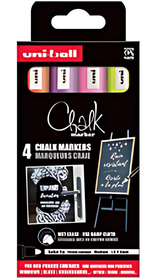 uni-ball Marqueur craie Chalk marker PWE5M/4 PF, étui de 4