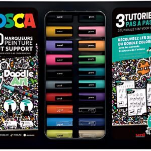 POSCA Marqueur à pigment "DOODLE ART", mallette métal de 20