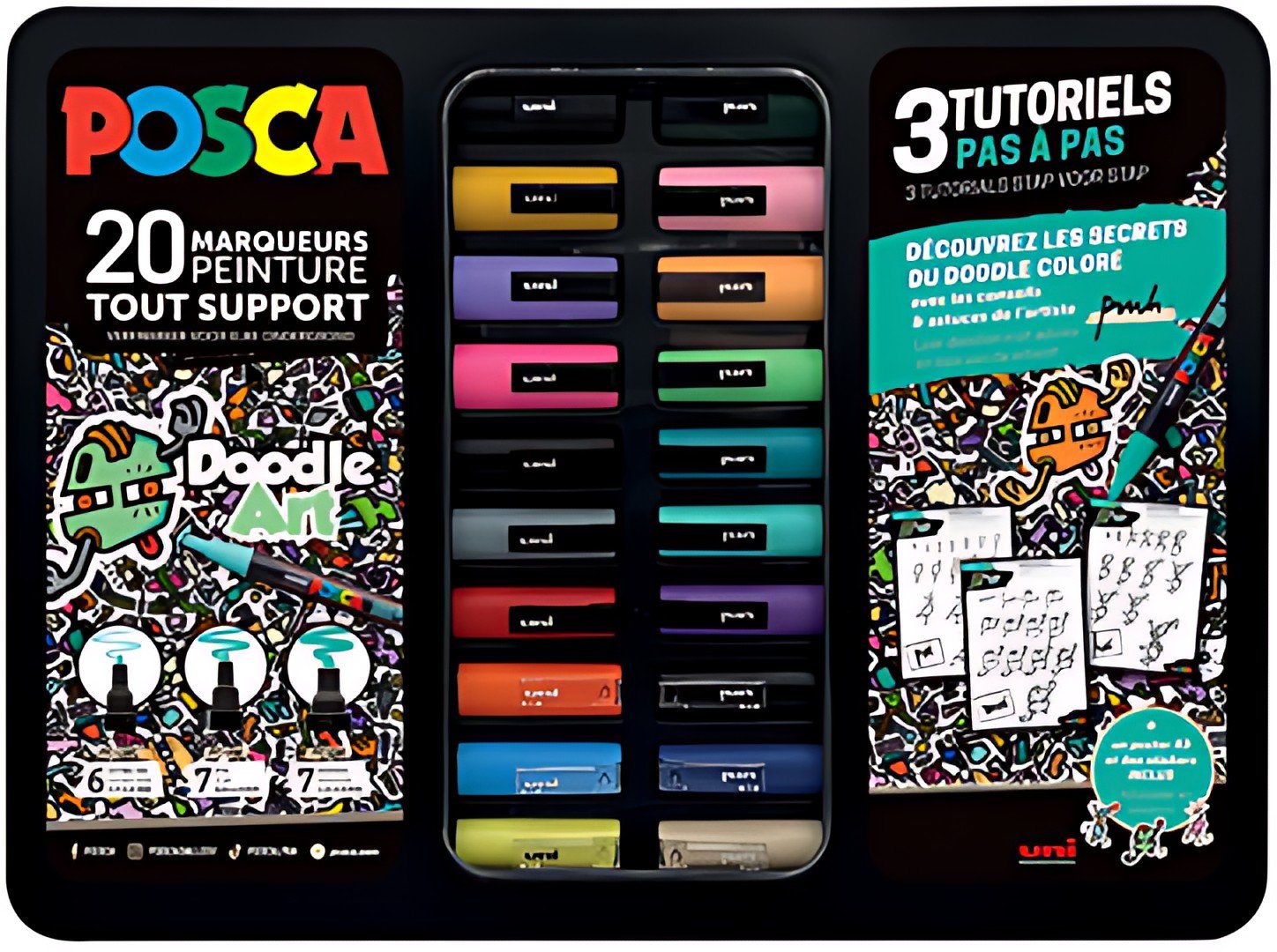 POSCA Marqueur à pigment "DOODLE ART", mallette métal de 20