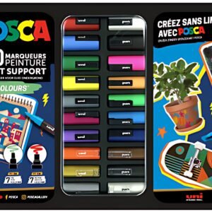 POSCA Marqueur à pigment "POP COLOURS", mallette métal de 20