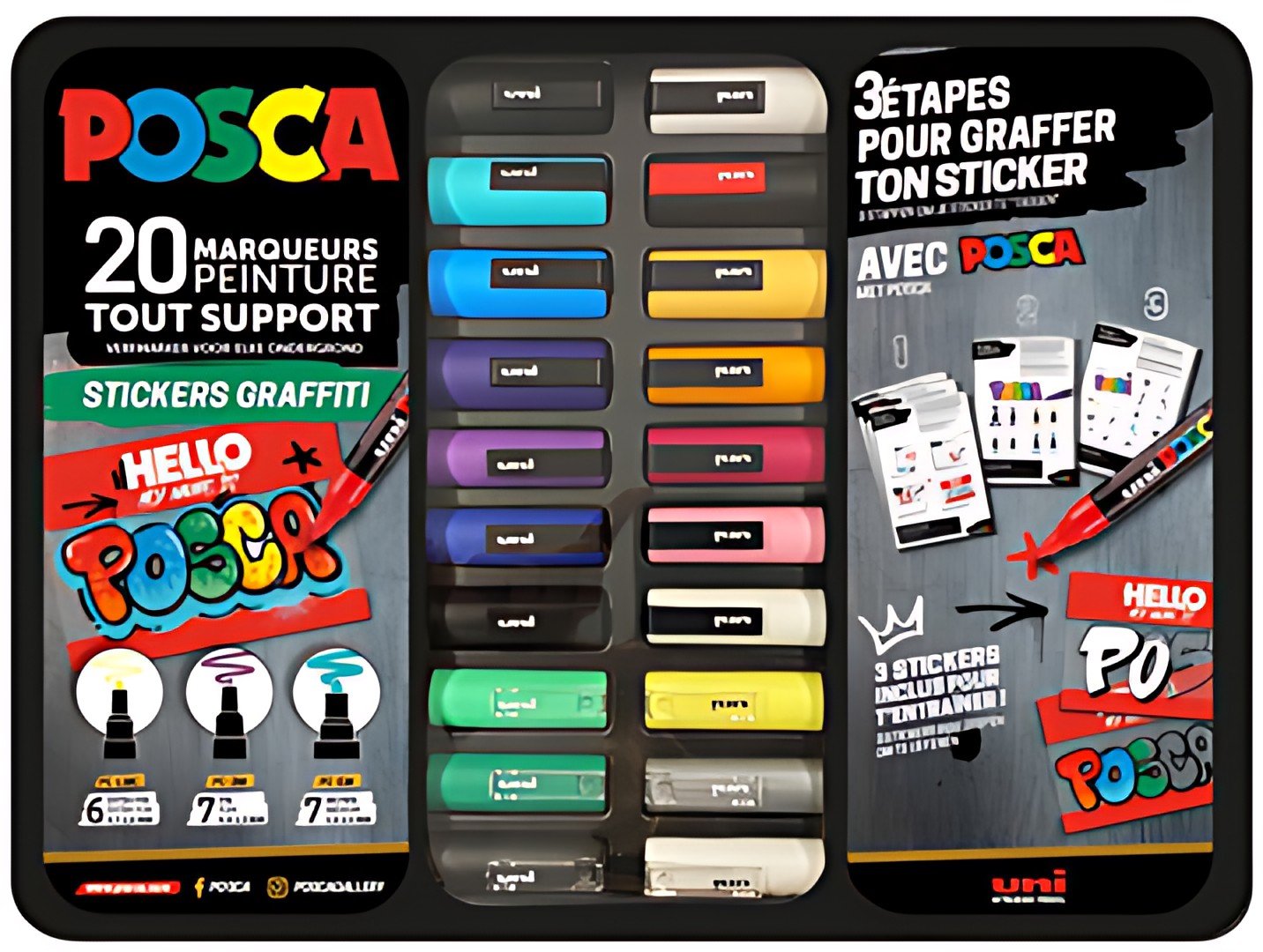 POSCA Marqueur à pigment "STICKERS GRAFFITI", mallette métal