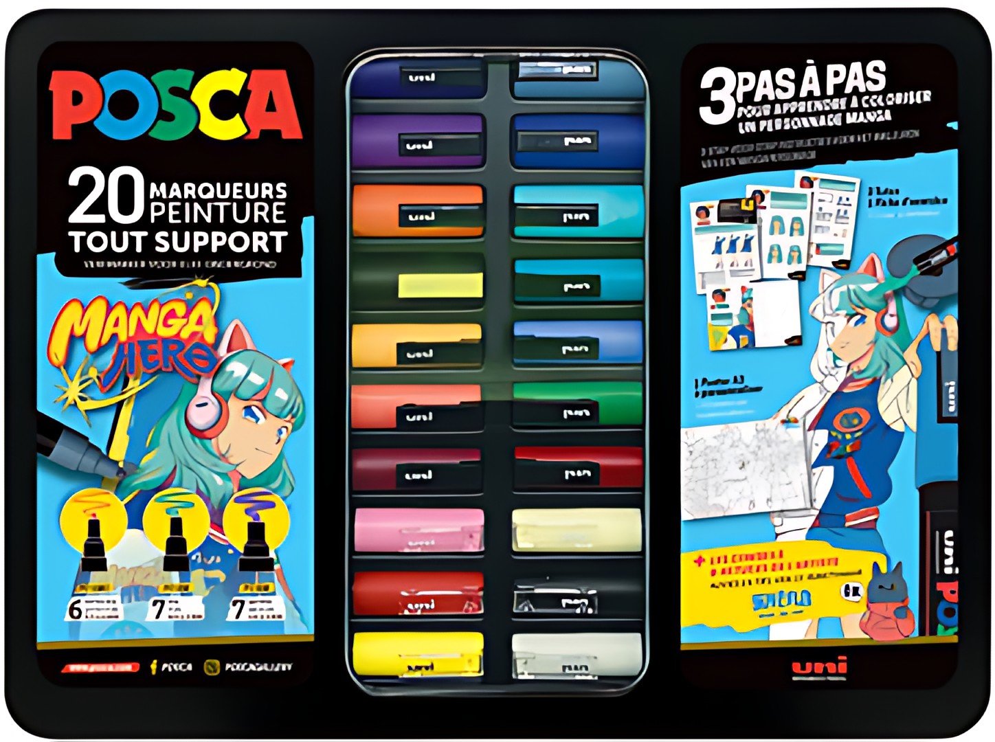 POSCA Marqueur à pigment "MANGA HERO", mallette métal de 20