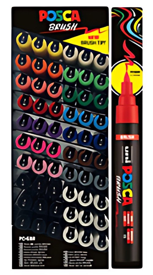 POSCA Marqueur à pigment PC-5BR BRUSH, présentoir de 60