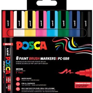 POSCA Marqueur à pigment PC-5BR BRUSH, étui de 8, assorti