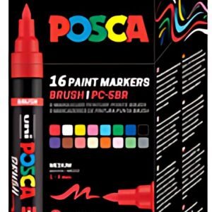 POSCA Marqueur à pigment PC-5BR BRUSH, étui de 16, assorti