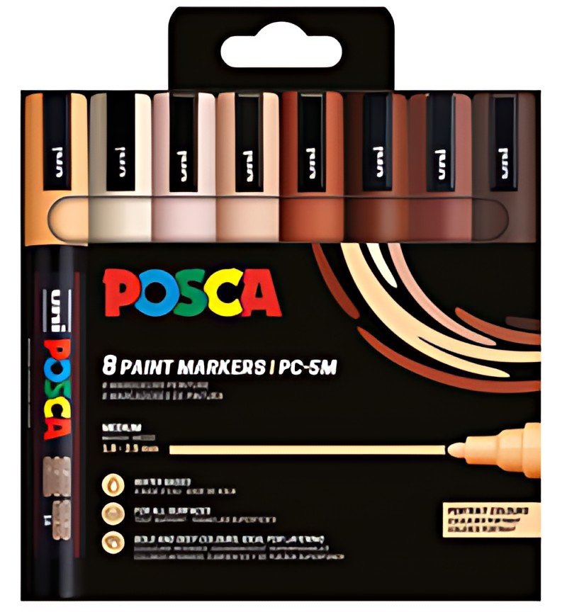 POSCA Marqueur à pigment PC-5M, étui de 8, couleurs portrait