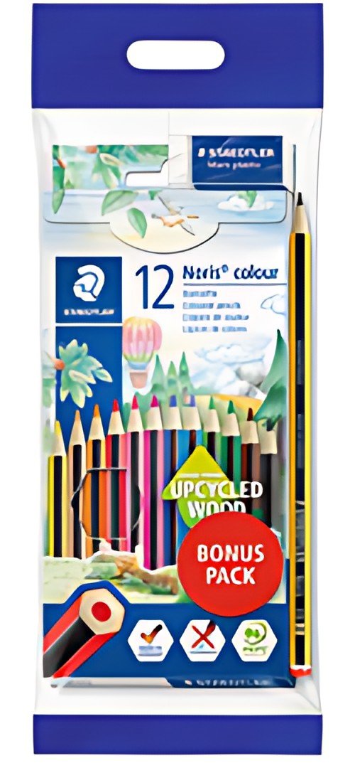 STAEDTLER Crayon de couleur Noris pack bonus, 12 pièces