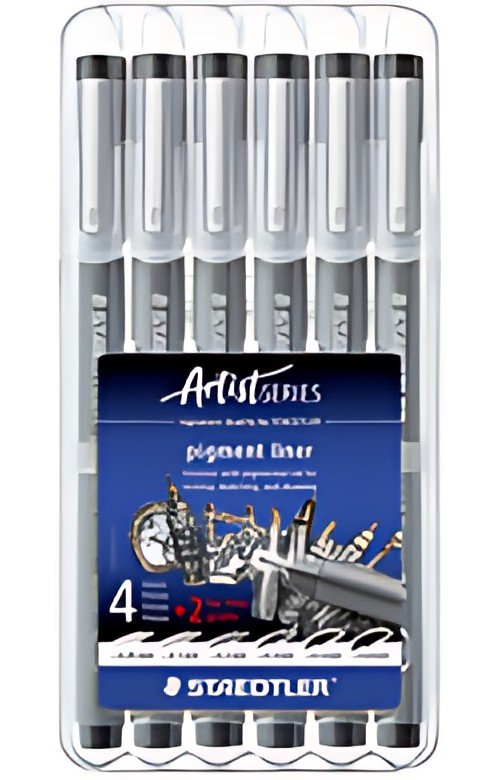 STAEDTLER Feutre à pigment, étui de 4+2 GRATUIT, noir