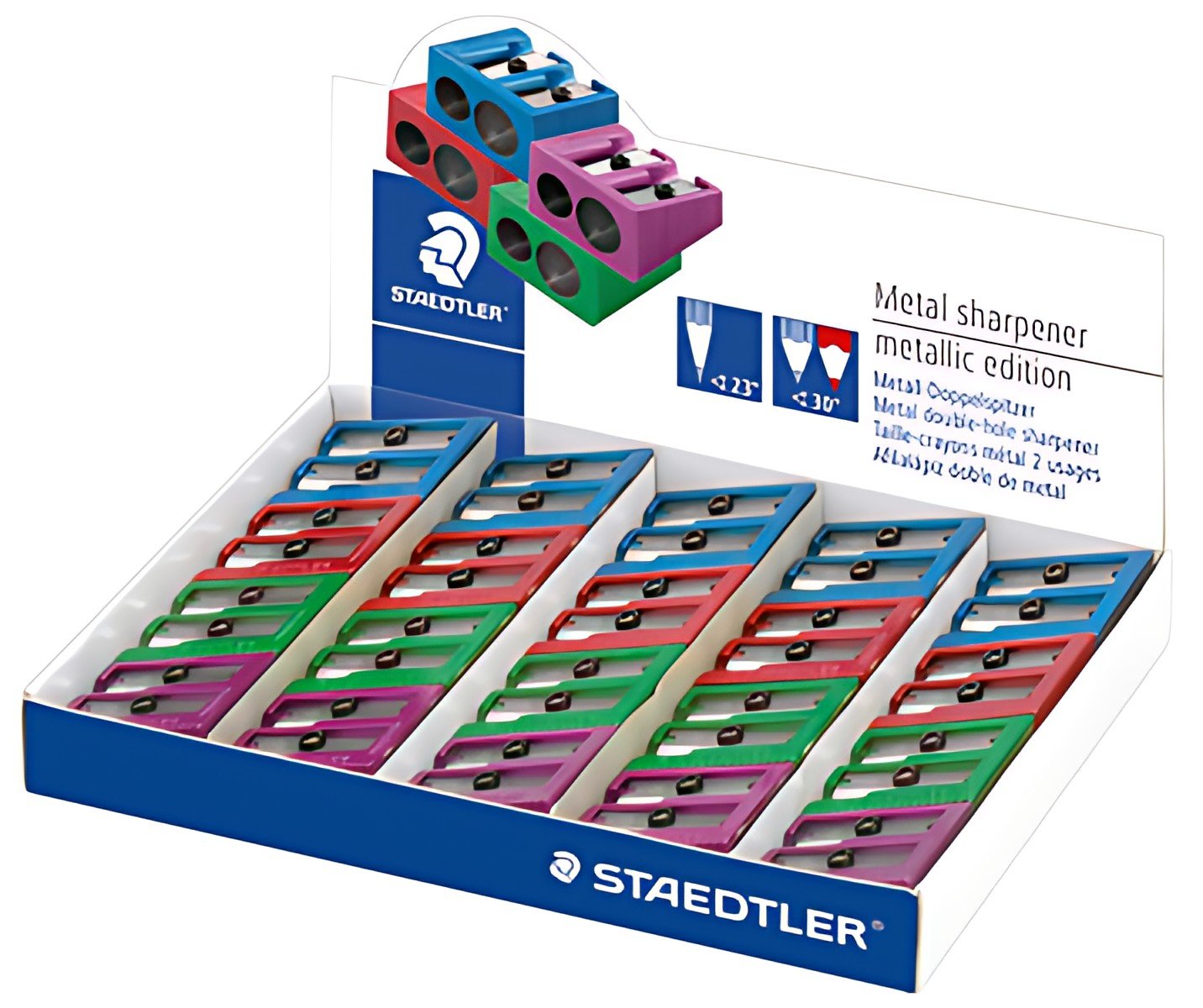 STAEDTLER Taille-crayon à 2 trous Metallic, présentoir de 20