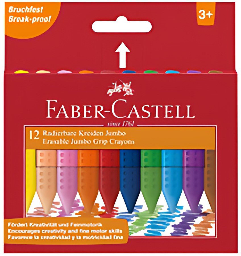 FABER-CASTELL Craies effacables JUMBO, étui carton de 12