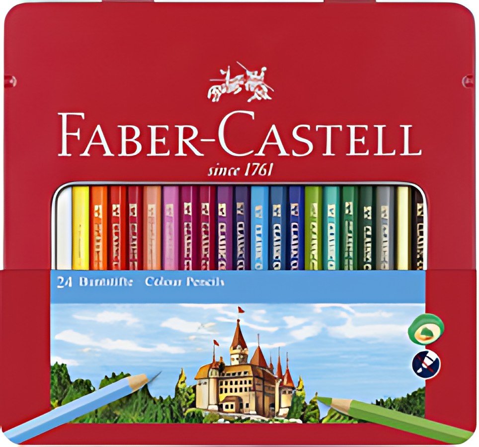 FABER-CASTELL Crayons de couleur CASTLE, étui métal de 24