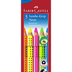 FABER-CASTELL Crayons couleur Jumbo GRIP Neon, 5 étui carton