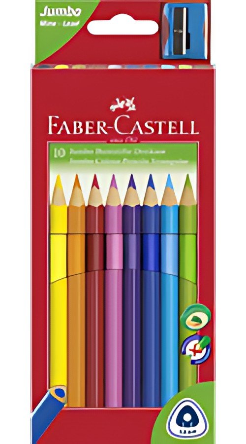 FABER-CASTELL Crayons de couleur Jumbo triangulaire, 10 étui