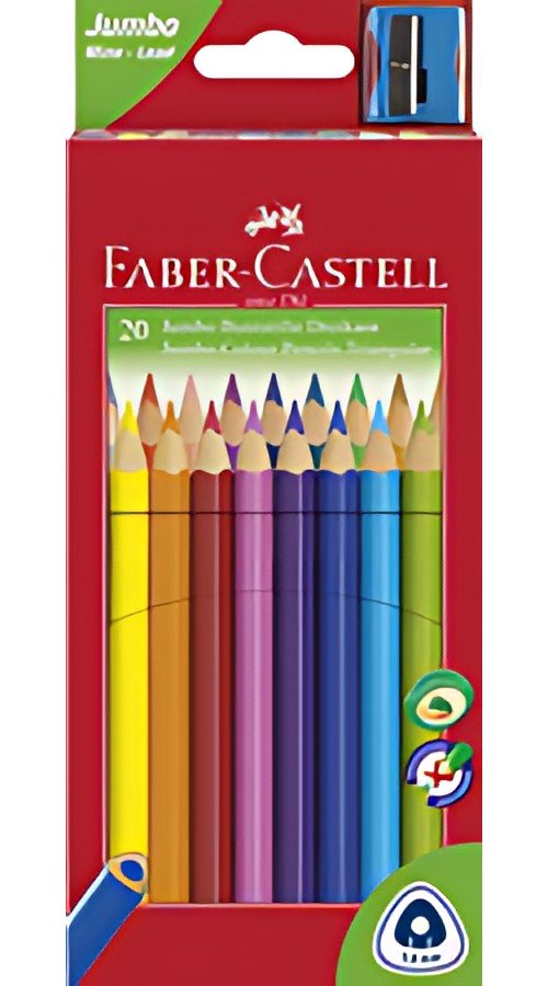 FABER-CASTELL Crayons de couleur Jumbo triangulaire, 20 étui