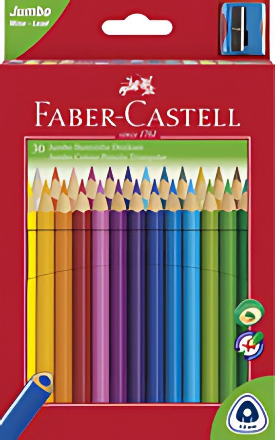 FABER-CASTELL Crayons de couleur Jumbo triangulaire, 30 étui