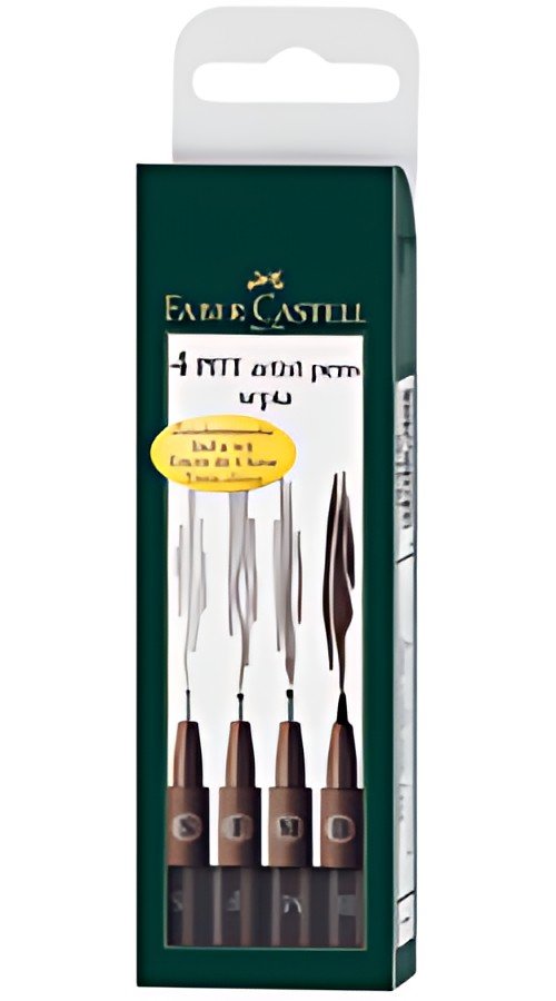 FABER-CASTELL Feutre PITT artist pen, étui de 4, sépia
