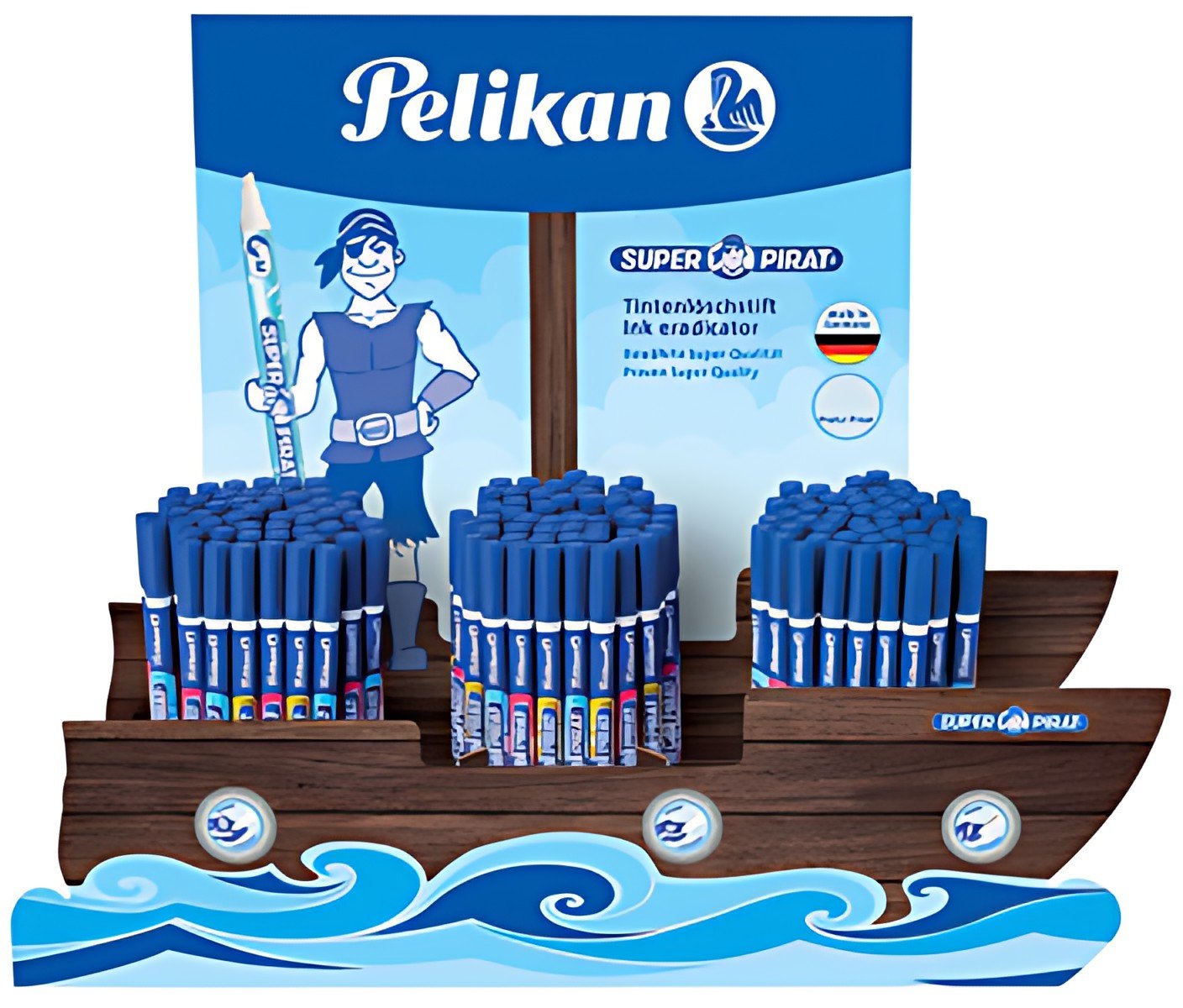 Pelikan Présentoir Effaceurs d'encre dans bateau de pirates