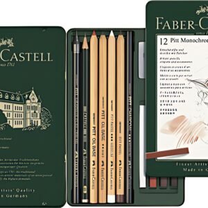 FABER-CASTELL PITT MONOCHROME Set petit, étui de 12 pièces